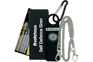 SAFEHAUS Personal Alarms For Women Super Loud Siren and Flashing LED Light including Silver Chain and Personal Safety Guide thus ideal Keyrings for Women Men and Elderly Self Defence Weapons UK Legal