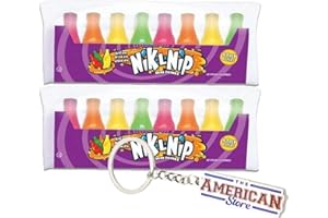 Nik-L-Nip Mini Drinks Candy Original Wax Bottles I 8's Pack of 2 I US Import I Includes The American Store Keyring