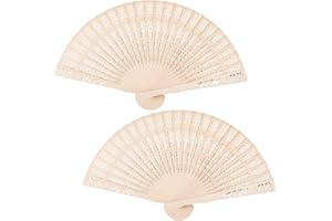 KIPTVO Vintage Wooden Folding Fan - Sandalwood Chinese Hand Fan for Wedding Ornament