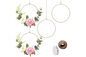 YEENEE Floral Metal Hoop Wreath Frame Geometric Frame Wall Art Macrame Hoops Artificial Flower Garland Wire Hanging Hoop Rings for DIY Flower Arrangement Crafts Dreamcatcher Rings and Macrame Hoops (4pcs)