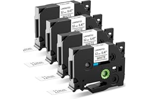 4x MarkField Nastro per Etichette TZe231 Compatibile con Brother P-touch TZ TZe-231 Nero su Bianco 12mm 0.47 Nastro per PT-1000 PT-1010 1090 H105 H100LB/R H108 H107B P300BT Cube D200 2030VP