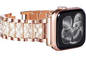 WINGLE 38mm 40mm 41mm 42mm(Series 11 10) Compatible with Apple Watch Straps, Women Bling Diamond Rhinestone Bracelet Replacement Band for Apple Watch Strap SE Series 11 10 9 8 7 6 5 4 3 2 1,Rose Gold