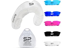 SialPro Mouth Guards for Boxing Men Adult Youth Junior Mouldable Rughby Sports Slim Fit Boil and Bite Gum Shield with Box MMA Hockey Basketball Muay Thai Football (Adult (12+ Years), Clear)
