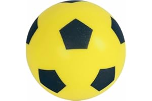 OnlineStreet Size 4 Football - Sponge Foam Soccer Ball; Ideal for Outdoor Games for Kids, Indoor Football, Kids’/Adults’ Garden Games, and Beach Games for Families (17.5 cm) (Yellow)