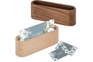 RUCUDIM Lot de 2 porte-cartes de visite en bois créatif - Porte-cartes de visite en bois - Très stable - Pour exposition, salon, réception, bureau