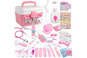 Anpro Doctors Set for Kids,46 PCS Kids Doctors Set for 3+ Year Old Boys and Girls,Medical Toy with Real Stethoscope,Children Doctor Roleplay Costume Dress-Up
