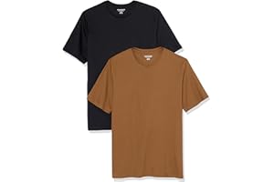 Amazon Essentials T-Shirt Girocollo a Maniche Corte in Cotone, vestibilità Classica Uomo, Pacco da 2