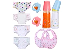 YUNHENTONG 10 Pièces Biberon Magique pour Poupée Couche Poupee Bavoir Poupon Tétine Accessoire Poupon Cadeau d'enfant pour Anniversaire, Noël, Nouvel an