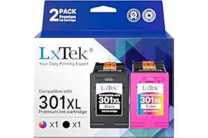 LxTek 301 XL Cartouche Compatible pour HP 301 301XL pour HP 301 XL Noir et Couleur HP Envy 5530 4507 4500 DeskJet 2540 1010 1514 1510 2544 2549 OfficeJet 4630 2620 4634 (Noir Couleur, 2-Pack)