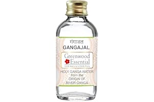GREENWOOD ESSENTIAL Gangajal Holy Ganga Eau du début de la rivière Ganga à Devprayag dans un flacon en verre transparent de 100 ml