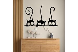 AINIUNIU Set di 4 Adesivi Murali Neri Gatti, Divertente Adesivo Da Parete Gatto Nero, Muro Decorazione, Adesivi Muro Gatti, per Soggiorno Camera da letto Camera dei Bambini Corridoio Finestra