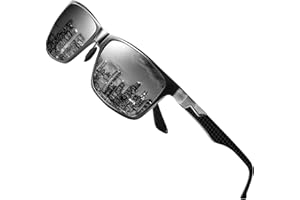 DUCO Sunglasses for Men Carbon Fiber Temples with Rectangular Polarized Metal Frame Sunglasses DC8206