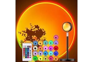 SPURLEH Sunset Lamp Projector with Remote LED Sunset Lamp for Bedroom USB Sunset Light Lamp 16 Colors Romantic Adjustable 180° Rotation with 4 Lighting Modes for Photo Selfie Party Bedroom Decor Photography