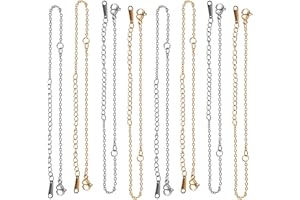 UNICRAFTALE Environ 5 Pouce 10pcs Chaîne de Bracelet pour la Fabrication de Bijoux, Chaîne de Câble de Couleur Or et Acier Inoxydable avec Fermoirs Pince de Homard, Chaîne en Acier Inoxydable