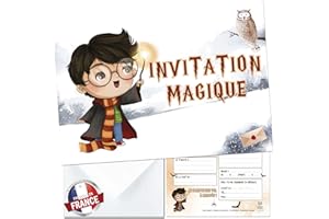 LOLA ET LOUIS (L&L) 10 cartes invitation anniversaire en Français • 10 enveloppes • Inspiré par Harry Potter • Cartons pour inviter filles et garçons • Lola et Louis®