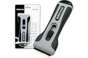 REXAQ Multi-Surface Scraper Tool, Effortlessly Cleans Stubborn Residue, Paint, and Stains from Glass, Ceramic Cooktops, Ovens, Tiles, Windows, and Hobs