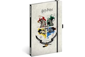 NOTIQUE Taccuino a righe con elastico, 13 x 21 cm, circa A5, design con copertina rigida, taccuino, taccuino, diario, per adulti, donne (Harry Potter)
