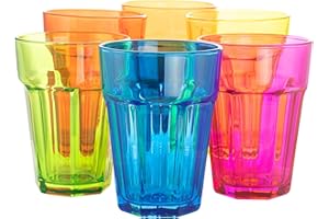 TREND FOR HOME 6 Verre a Eau Lot de 6 Verres Colorés 425 ml Grand Verre à Cocktail Verres à Eau Verres à Jus et Soda Verre Milkshake Verre a Smoothie Tumbler Verre Couleur, Gigi Vivid Rainbow