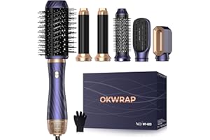 6 in 1 Air Styler, OKWRAP Spazzola Asciugacapelli Multifunzione 6 IN 1, Asciugacapelli Air StylerCon Spazzola Lisciante, Ferro Arricciacapelli ad aria Calda, Styling Arricciatura