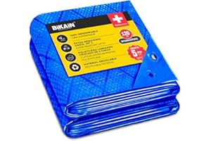 Bikain - Lona Impermeable Exterior - 2x3 Metros - 70g/m2 Reforzada - Argollas Antidesgarro - Toldo 100% Impermeable y 100% Protección UV - Cubretodo Múltiples Usos - 3 Capas Laminado Cruzado