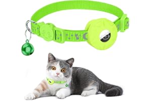 SIMKET Collar de Gato Airtag, Reflectante Collar para Gato con patrón Reflectante de Estrellas y Luna, Collar de Gato con Hebilla de Seguridad rompible para Gatitos y Cachorros (Verde)