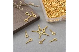 CYUaoao Ösenschrauben klein Schraubösen mit Holzgewinde 300 Stück 1cm Schraubhaken Augenschrauben Mini Durch Haken Geschlossene Lammaugennägel Gold für DIY Harz Schmuck Perlen
