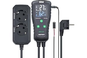 ‎SENSTREE Temperatur Feuchtigkeitsregler Outlet Plug-in Thermostat Reptile Feuchtigkeitsregler Gewächshaus Thermostat Zweistufiger vorverdrahteter elektronischer Temperatur Feuchtigkeitsregler Schwarz