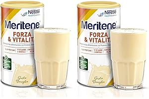 Meritene Forza & Vitalità gusto vaniglia,bevanda alimentare in polvere |Arricchito di Vitamine, Minerali e Proteine,Rafforza il tuo Sistema Immunitario e la Salute delle Ossa Barattolo da 2x270g