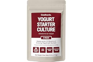 Coolinario Yoghurt Starter Culture (5-Pack, 1.5g Sachets) Live Cultures with Probiotics | Creamy, Thick & Delicious | Regular or Greek Yogurt | Non-GMO, No Preservatives, Gluten Free, Halal & Kosher