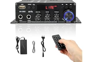 ACMOMO Amplificatore Audio Stereo, 600W 2 Channel Bluetooth 5.3,RMS 60W X 2，Radio Portatile per Auto o Casa,Home Theater,Altoparlante Auto W/Mic USB FM Radio