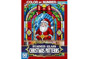 Christmas Patterns Stained Glass Color by Number: 50 Exquisite Festive Designs for Holiday Cheer