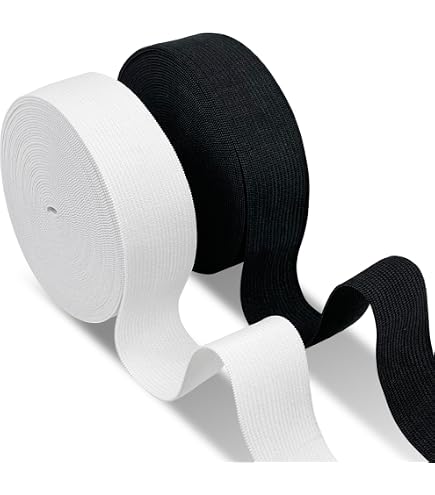 2 Rotoli Elastico Per Cucito 7 M Cadauno, 20 Mm Con Occhielli, + 20 Bottoni, Bianco E Nero, Per Abbigliamento E Fai Da Te