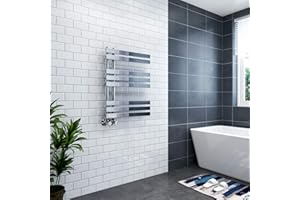Warmehaus 800 x 600 mm Chrome Flat Designer Heated Towel Rail Radiator - Best for any Bathroom & Kitchen