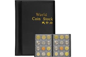 NOCHME Album Pieces De Monnaie Collection 120 Poches 3x3cm/1,2x1,2pouces Case Anti-Oxydation Rangements pour Euro 2 Euros Organise Et Vitrine Classeur Pièces De Monnaie