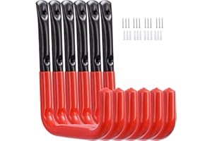 IHOMEPARK Ganchos de Garaje, 20 * 14cm Ganchos Multifuncional Shhed Shop de Tubo de Acero para Almacenamiento de Pared con Caucho Revestimiento Antideslizante, Organizar Escalera, Bicicletas/2 Piezas, Negro