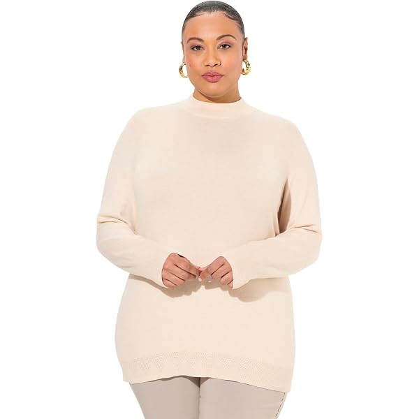 Maglia Di Tuta Donna ULLA POPKEN Con Costine Trasversali E Spacchetti Laterali - Girocollo, Maniche 3/4