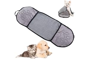 Xusxes Microfibre Pet Bath Towel, Extra Absorbent Chenille Pet Towel, 30 x 15 x 6 cm Pet Bath Towel (Grey), for Cats and Dogs, Quick Drying, Cuddly Soft, Durable, Pack of 1