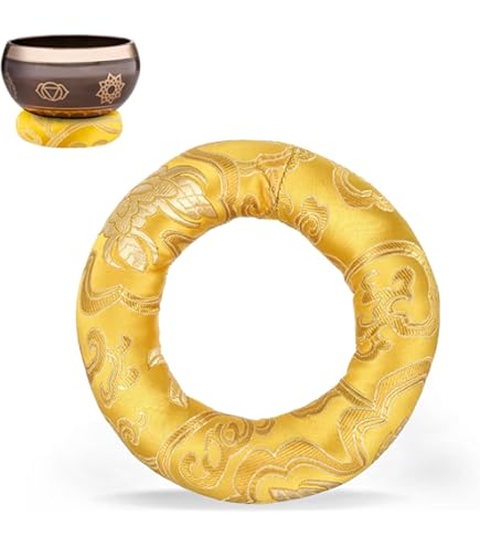 Cuscino Per Campane Tibetane In Seta - Supporto Ciotola Meditazione, Giallo