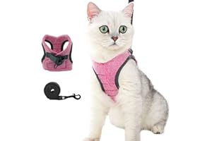 oUUoNNo Cat Harness and Leash Set for Walking Escape Proof, Adjustable Soft Padded Vest with Running Cushioning, Comfortable Outdoor Jacket for Pet Kitten (L, Pink)