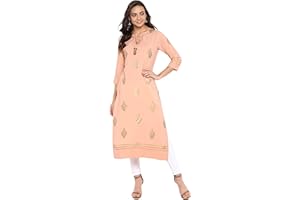 Janasya Frauen Indische Tunika Tops Crepe Kurti für Frauen