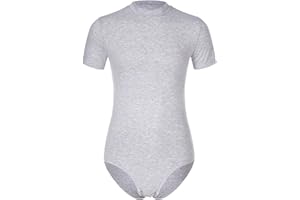 inlzdz Herren Body Kurzarm Overall Bodysuit Baumwolle Einteiler Jumpsuit mit Druckknöpfen im Schritt Männerbody Unterhemd Fitness Sportbody Singlet Sportwear
