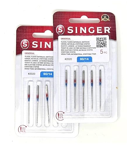 Set Di 20 Aghi Per Macchina Da Cucire Singer - Pack Con 4 Tipologie Per Tessuti Universali, Jeans, Maglia E Pelle
