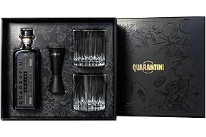 ‎QUARANTINI Quarantini Black Gin 42% Vol. (500 ml Geschenkset) – mit fruchtigen Botanicals aus Papaya und Bergamotte
