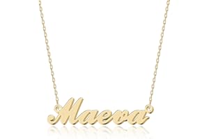 UMAGICBOX Collier Personnalisé avec Prénom - En Acier Inoxydable 316, Plaqué Or 18K, Artisanal, 14 Styles de Polices et 4 Couleurs au Choix - Emballage Élégant