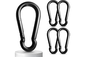 PinPro A4 Edelstahl Karabiner schwarz | Größe und Anzahl wählbar | 260kg- 640kg Bruchlast | Rostfreier NIRO AISI 316 Feuerwehrkarabiner mit Blattfeder und schwarzer PVD Beschichtung