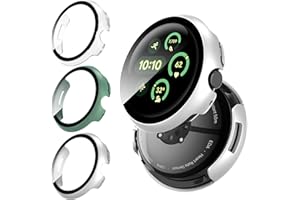 GCVSE 3 Pack Case for Google Pixel Watch 3 41mm With Screen Protector, Scratch-Resistant PC, All-In-One Protection (Clear, Silver, Green)