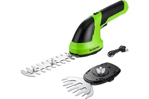 WORKPRO 2 IN 1 Cordless Hedge Trimmer and Grass Shear, 7.2V Electric Grass Trimmer with 2000mAh Lithium-ion Battery, Lightweight Hand Held Hedge Trimmer with 2 Interchangeable Blades