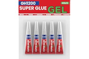 GH1200 4Gx 5 Value Pack Super Glue Gel All Purpose with Anti Clog Cap. Ca Glue - Strong Adhesive Superglue, Cyanoacrylate Glue for DIY Crafts and Many More
