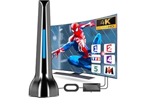 DGUPSP Antenne TV Intérieure Puissante TNT HD, 2024 le plus récent Antenne TV Intérieur avec Amplificateur de Signal à Gain Élevé, Réception Longue Portée à 360° avec Base Magnétique Solide pour,Antennes TNT