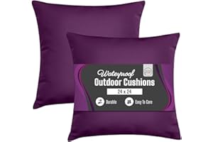 Rohi Waterproof Outdoor Cushion 2 Pack Filled – Decorative Waterproof Cushions for Garden, Patio, Couch, Tent, Balcony and Sofa (Purple, 18" x 18")